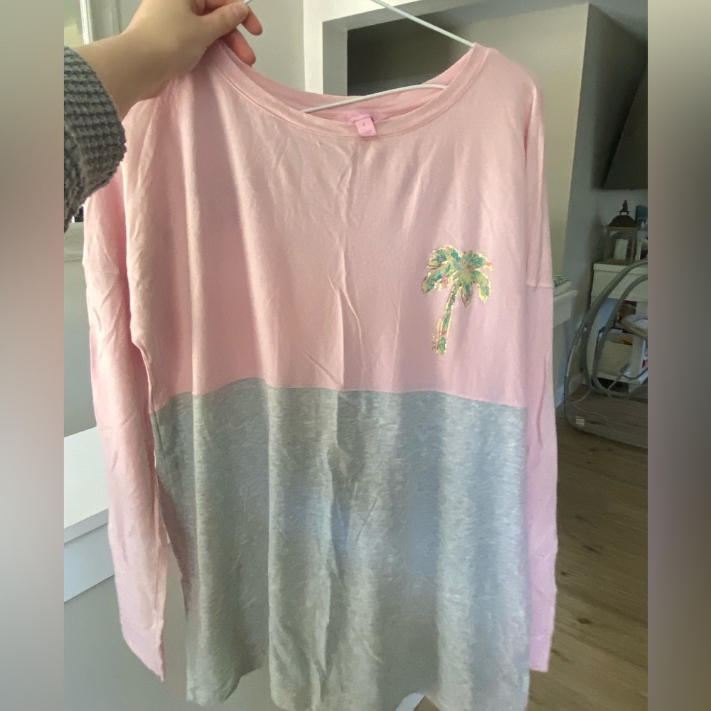 Lilly Pulitzer Pink and Gray Long Sleeve Tee
